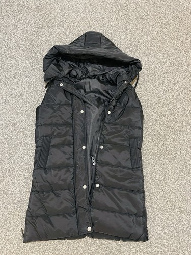 Girls black longline puffer - girls,